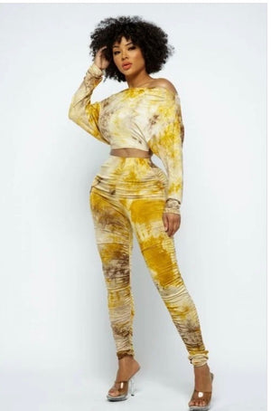 Cozy, Comfortable & Cute, Mustard Tie Dye Set