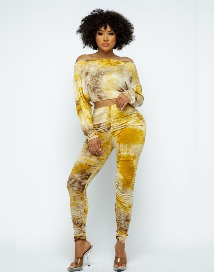 Cozy, Comfortable & Cute, Mustard Tie Dye Set